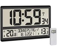 TFA Dostmann 60.4521.01 - Reloj de Pared Digital XL con Temperatura Exterior, Temperatura Interior, día de la Semana (8 Idiomas), Radio, Fecha, Color Negro (360 x 235 x 28 mm (84)