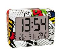 TFA Dostmann 60.2044.40 - Mini Despertador Digital de mesilla Comic, Reloj de Mesa, Funciona con Pilas, Fecha y termómetro Interior, Despertador de Viaje, pequeño