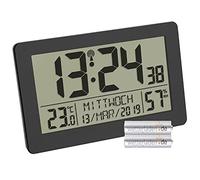 TFA Dostmann 60.2557.01 Reloj digital controlado por radio con temperatura ambiente y retroiluminación (negro con pilas)