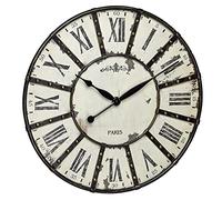 TFA Vintage Reloj de Pared, Metal, Negro/Blanco, 60 x 60 x 4.5 cm