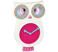 TFA Dostmann 60.3052.02 Lucy - Reloj de Pared para niños (silencioso, con Forma de búho, 110 x 70 x 330 mm), Color Rosa
