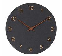 TFA Dostmann 60.3054.01 - Reloj de Pared de Madera MDF 30 cm sin tictac, Funciona con Pilas, Reloj de Cuarzo Moderno, para salón o Cocina, con manecillas de Madera, Minimalista, Negro