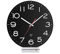 TFA Dostmann 60.3509 - Reloj de pared analógico de pared con cristal grande (plástico, 320 x 55 x 350 mm), color negro