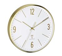 TFA Dostmann 60.3534.55 - Reloj de Pared analógico (30 cm, Marco de Metal Dorado, Movimiento silencioso, diseño Moderno, con Cubierta de Cristal), Color Dorado