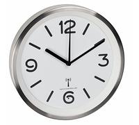 TFA Dostmann 60.3535.02 60.3535.02 - Reloj de Pared analógico con iluminación Nocturna, Movimiento silencioso con segundero, Color Blanco/Plateado, 60.3535.02, 253 x 253 x 42 mm