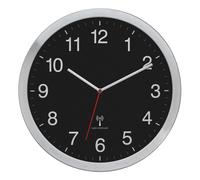 TFA Dostmann Reloj de Pared XL, 60.3545.01, analógico, fácil de Leer, con segundero, Color Negro y Plateado, 400 x 50 x 400 mm