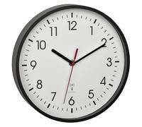 TFA Dostmann 60.3550.01 - Reloj de Pared analógico con Pantalla precisa, analógico, con Tapa de Cristal, para Sala de Espera, hogar, fácil Lectura, 245 x 245 x 42 mm, Color Negro
