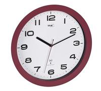 TFA Dostmann 60.3554 - Reloj de Pared inalámbrico sin Ruido de tictac, Moderno, 32 cm, fácil de Leer, Ideal para salón, Cocina o Dormitorio, Color Rojo