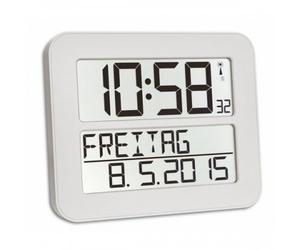 TFA Dostmann 60.4512 Timeline MAX Radio Reloj de Pared Digital, Blanco con baterías