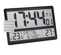 TFA Dostmann 60.4520.01 - Reloj de pared digital con temperatura interior, fecha y día de la semana (negro con pilas)