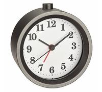 TFA Dostmann analógico de Metal 60.1026 con Movimiento silencioso, Alarma Despertador con función de repetición, Color Gris, (L) 95 x (B) 50 x (H) 100 mm