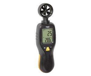 TFA Dostmann Anémómetro digital de sujeción, 42.6001.01, medidor de viento, indicador de temperatura, memoria de lectura, iluminado, escala de viento Beaufort, color negro
