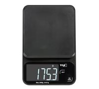 TFA Dostmann - Balanza de cocina digital (0,1 g, 50,2009, hasta 5 kg, superficie de cristal, función tara, balance de precisión, pantalla LED iluminada, plana y compacta, moderna, color negro