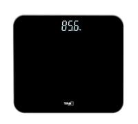 TFA Dostmann Báscula digital recargable Quick Step hasta 150 kg, 50.1012 | Funciona con batería, superficie de cristal de encendido y apagado automático, moderno y plano, color negro