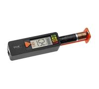 TFA Dostmann BatteryCheck 98.1126.01 - Comprobador de batería para pilas y baterías (AAA,AA,C,D), pila de botón, batería de bloque, indicador de estado de carga, negro, (L)89 (150 x (W) 25 x (H) 27 mm