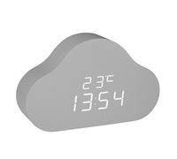 TFA Dostmann Clocco Cloud 60.2040 - Despertador Digital para niños, Pantalla Invisible, con Hora o Fecha, Incluye Temperatura Interior, 3 Niveles de Brillo, Color Gris