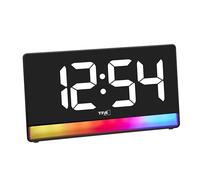 TFA Dostmann Despertador Digital con luz Ambiental, 60.2051, Degradado u 8 Colores, 4 Niveles de Brillo, Alarma con repetición, fácil Lectura, función de Carga, Color Negro