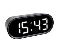 TFA Dostmann Reloj despertador digital con luces LED, 60.2025.01, incluye temperatura interna, duración de repetición ajustable, plástico, 15 cm x 6,5 cm, negro, 1 pieza