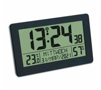 Tfa-Dostmann Digitales Reloj de Pared Radio Negro Con Ambientador Temperatura