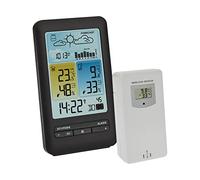 TFA Dostmann Estación meteorológica inalámbrica 35.1165.01, pronóstico y símbolos, presión con gráficos, fase lunar, max/min, exclusiva en Amazon, negro