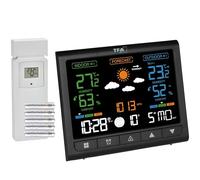 TFA Dostmann Estación meteorológica inalámbrica con sensor exterior Contrast, 35.1171, pantalla VA, termómetro e higrómetro para interior/exterior, con pronóstico del tiempo, alarma de temperatura