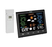 TFA Dostmann Estación meteorológica inalámbrica con sensor exterior Contrast, 35.1171, pantalla VA, termómetro e higrómetro para interior/exterior, con pronóstico del tiempo, alarma de temperatura,