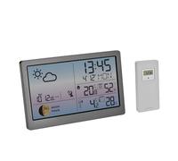 TFA Dostmann Estación meteorológica inalámbrica con sensor exterior Luna Sky 35.1169, temperatura y humedad interior exterior, fase lunar, pantalla a color, alarma de temperatura exterior, gris