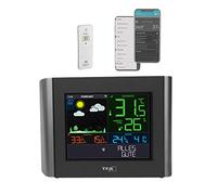 TFA Dostmann Estación meteorológica inalámbrica Meteo, 35.8000.01, previsión meteorológica profesional, aplicación de vista gratuita, alarmas ajustables, punto de rocío, índice de calor, color negro