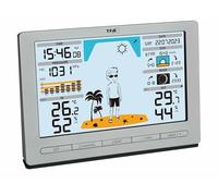 TFA Dostmann Estación meteorológica inalámbrica METEO JACK 35.1097.01, incluye transmisor exterior, con previsión meteorológica, presión atmosférica, fase lunar, reloj de radio, color plateado