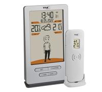 TFA Dostmann Estación meteorológica inalámbrica Weather Jack 35.1166.54, temperatura exterior e interior, previsión meteorológica, con sugerencias de ropa, reloj controlado, plata, 146 x 82 x 27 (47)