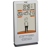 TFA Dostmann Estación meteorológica inalámbrica Weather Jack 35.1166.54, temperatura exterior e interior, previsión meteorológica, con sugerencias de ropa, reloj controlado, plata, 146 x 82 x 27 (47)