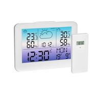 TFA Dostmann Estación meteorológica inalámbrica y sensor exterior Meteo Sky, 35.1175, retro colorido, termómetro/humedad interior exterior, pronóstico del tiempo con símbolos, digital, día francés