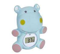 TFA Dostmann HIPPO, Termómetro de baño digital para bebés, 30.2034.14, para niños y personas mayores, también para piscinas, jacuzzis en forma de hipopótamo, 9,8 cm de alto, color azul
