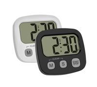 TFA Dostmann Juego de 2 temporizadores Digitales Cortos para Deportes, Cocina y Aprendizaje, 38.2057.40.02, Incluye cronómetro y Hora, Pantalla Grande, Temporizador de Cocina, Temporizador Deportivo