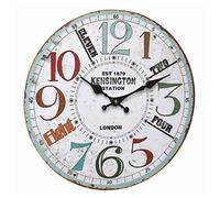 TFA Dostmann Kensington 60.3045.11-Reloj de Pared analógico de estación de Tren, diseño Retro, Multicolor, Madera de ingeniería, (L) 337 x (B) 41 x (H) 337 mm