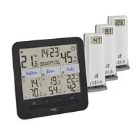 TFA Dostmann Klima@Home 2 30.3075.01 - Higrómetro inalámbrico con múltiples sensores inalámbricos, monitor de humedad y temperatura, reloj controlado por radio y fecha, para interiores y exteriores,