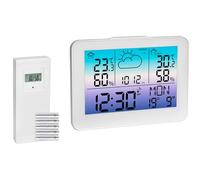 TFA Dostmann Meteo Sky 35.1175 - Estación meteorológica inalámbrica con sensor exterior (35.1175, luz de fondo colorida, termómetro/humedad interior exterior, previsión meteorológica con iconos