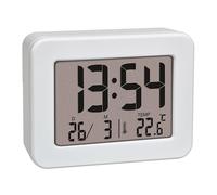 TFA Dostmann Mini Despertador con Temperatura, 60.2044.02, Reloj de Mesa, Funciona con Pilas, Incluye Fecha y Alarma de Despertador, pequeño Color Blanco