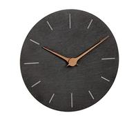 TFA Dostmann Moderno Reloj de Pared Pizarra 60.3068.10 sin tictac con manecillas de Madera de Nogal, Reloj de Cuarzo, 25 cm, para Colgar, Color Negro