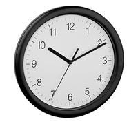TFA Dostmann Reloj de Pared 60.3064.01, Movimiento silencioso de Barrido, Esfera clásica Moderna, Reloj de Cuarzo, Marco de plástico, Funciona con Pilas, Color Negro