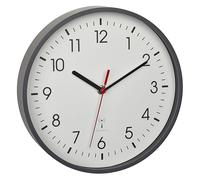 TFA Dostmann Reloj de Pared analógico inalámbrico 60.3550.10 de Alta precisión, Elegante, analógico, Cubierta de Cristal, para Oficina, hogar, Regalo, 245 x 245 x 42 mm, Color Gris