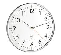 TFA Dostmann Reloj de pared analógico inalámbrico, de alta precisión, reloj de radio, blanco/plateado, 60.3514, adecuado para cocina, sala de estar, oficina o área de entrada, 330 x 50 mm
