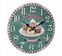 TFA Dostmann Reloj de Pared analógico Vintage 60.3045.12, diseño de café, números Grandes, fácil de Leer, Color Rojo