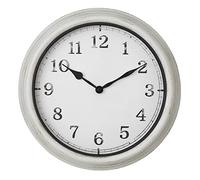 TFA Dostmann Reloj de Pared analógico XL para Exteriores, 60.3067.02, con diseño Retro, Resistente a Salpicaduras, Metal y Cristal, para terraza o balcón, Color Blanco