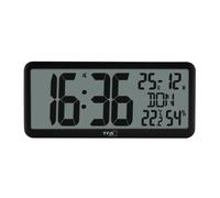 TFA Dostmann Reloj de Pared Digital con números XXL, 60.4525, Reloj con Temperatura y Humedad en el Interior, con Calendario, Oficina, Personas Mayores, Cocina, Radio Reloj, con