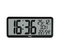 TFA Dostmann Reloj de Pared Digital con números XXL, 60.4525, Reloj con Temperatura y Humedad en el Interior, con Calendario, Oficina, Personas Mayores, Cocina, Radio Reloj, con