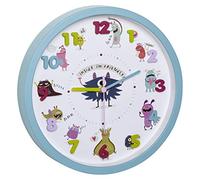 TFA Dostmann Little Monsters Reloj de Pared Infantil con diseño de Monstruos, Movimiento silencioso, Ideal para la habitación de los niños, Plástico Vidrio, Turquesa, L 309 x B 44 x H 309 mm