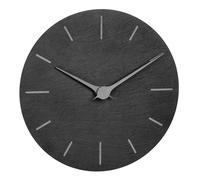 TFA Dostmann Reloj de pared moderno pizarra 60.3068.54 sin tictac con manecillas de madera de nogal, reloj de cuarzo, 25 cm, para colgar (negro, manecillas plateadas)