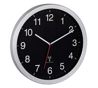 TFA Dostmann Reloj de Pared XL, 60.3545.01, analógico, fácil de Leer, con segundero, Color Negro y Plateado, 400 x 50 x 400 mm