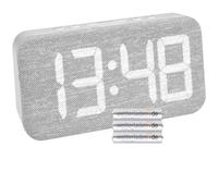 TFA Dostmann Reloj despertador digital con 3 niveles de brillo, 60.2042.02, con funda de tela, función de repetición, incluye fecha, 3 funciones de alarma (Mo-Fr, Mo-Sa, Mo-So), regulable, reloj de